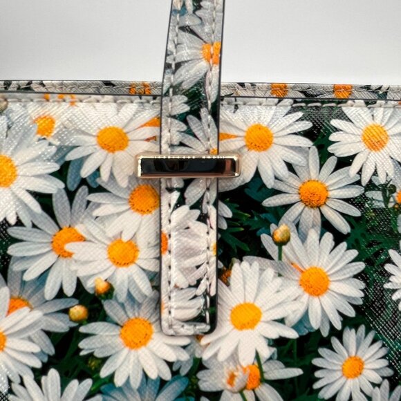 Kate Spade Cedar Street Daisy Tote Green Floral Leather Zip Closure & Wallet - Picture 6 of 16